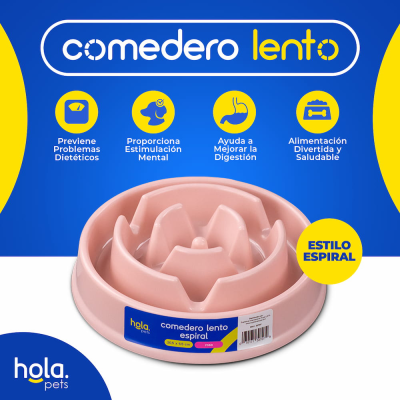 Comedero Lento Espiral - Rosado Claro - Hola Pets Comedero Lento Espiral - Rosado Claro - Hola Pets