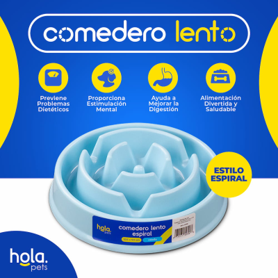 Comedero Lento Espiral - Celeste - Hola Pets Comedero Lento Espiral - Celeste - Hola Pets