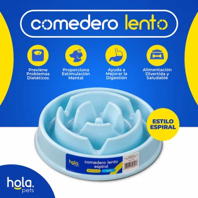 Comedero Lento Espiral - Celeste - Hola Pets Comedero Lento Espiral - Celeste - Hola Pets