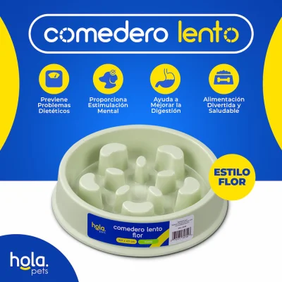 Comedero Lento Flor - Verde Claro - Hola Pets Comedero Lento Flor - Verde Claro - Hola Pets