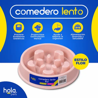 Comedero Lento Flor - Rosado Claro - Hola Pets Comedero Lento Flor - Rosado Claro - Hola Pets