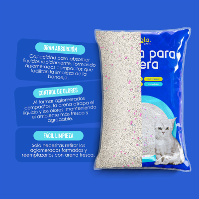 Arena para Gato 4kg - Baby Powder - Hola Pets Arena para Gato 4kg - Baby Powder - Hola Pets