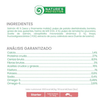 Salmon y Krill Starter - Pelaje Blanco Toda Raza Natures Protection Salmon y Krill Starter - Pelaje Blanco Toda Raza Natures Protection