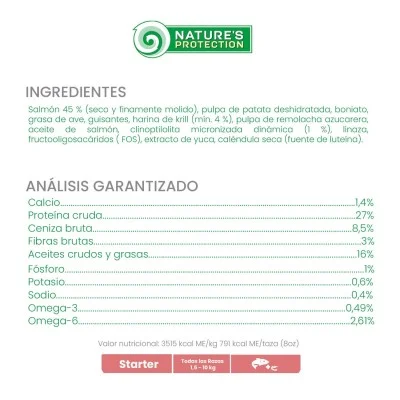 Salmon y Krill Starter - Pelaje Blanco Toda Raza Natures Protection Salmon y Krill Starter - Pelaje Blanco Toda Raza Natures Protection
