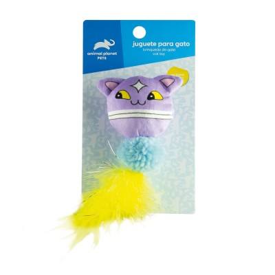 Juguete amarillo para Gato con plumas y cascabel Animal Planet Costa Rica