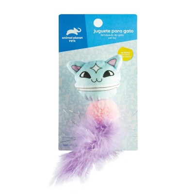 Juguete Morado para Gato con plumas y cascabel Animal Planet