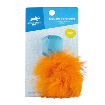 Juguete naranja para Gato con plumas y cascabel Animal Planet Juguete naranja para Gato con plumas y cascabel Animal Planet