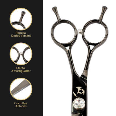 Tijera Profesional Recta - Negro Cenizo - Groomr Tijera Profesional Recta - Negro Cenizo - Groomr