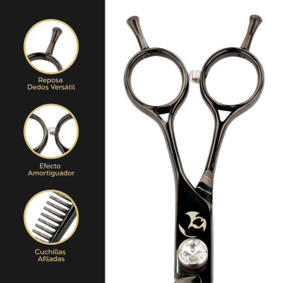 Tijera Profesional de Entresacar - Negro Cenizo - Groomr Tijera Profesional de Entresacar - Negro Cenizo - Groomr