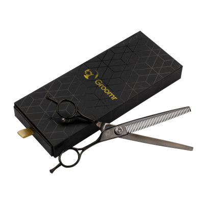 Tijera Profesional de Entresacar - Negro Cenizo - Groomr Tijera Profesional de Entresacar - Negro Cenizo - Groomr