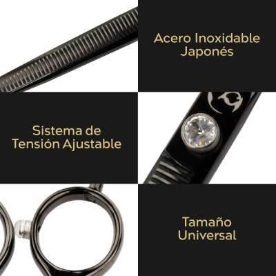 Tijera Profesional de Entresacar - Negro Cenizo - Groomr Tijera Profesional de Entresacar - Negro Cenizo - Groomr