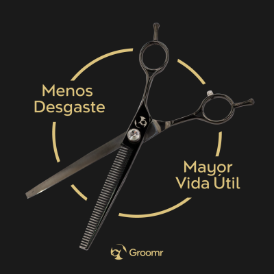 Tijera Profesional de Entresacar - Negro Cenizo - Groomr Tijera Profesional de Entresacar - Negro Cenizo - Groomr