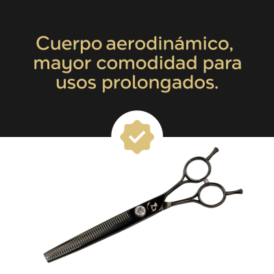Tijera Profesional de Entresacar - Negro Cenizo - Groomr Tijera Profesional de Entresacar - Negro Cenizo - Groomr
