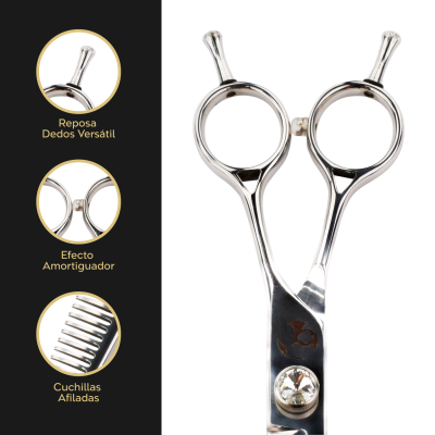 Tijera Profesional de Entresacar - Plateado Natural - Groomr Tijera Profesional de Entresacar - Plateado Natural - Groomr