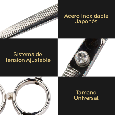 Tijera Profesional de Entresacar - Plateado Natural - Groomr Tijera Profesional de Entresacar - Plateado Natural - Groomr