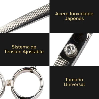 Tijera Profesional de Entresacar - Plateado Natural - Groomr Tijera Profesional de Entresacar - Plateado Natural - Groomr