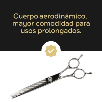 Tijera Profesional de Entresacar - Plateado Natural - Groomr Tijera Profesional de Entresacar - Plateado Natural - Groomr