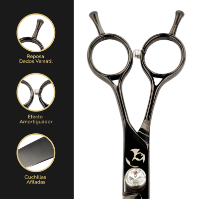 Tijera Profesional Curva - Negro Cenizo - Groomr Tijera Profesional Curva - Negro Cenizo - Groomr