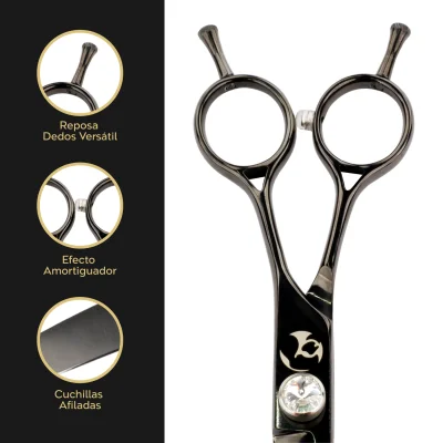 Tijera Profesional Curva - Negro Cenizo - Groomr Tijera Profesional Curva - Negro Cenizo - Groomr