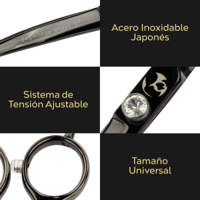 Tijera Profesional Curva - Negro Cenizo - Groomr Tijera Profesional Curva - Negro Cenizo - Groomr