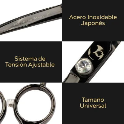 Tijera Profesional Curva - Negro Cenizo - Groomr Tijera Profesional Curva - Negro Cenizo - Groomr