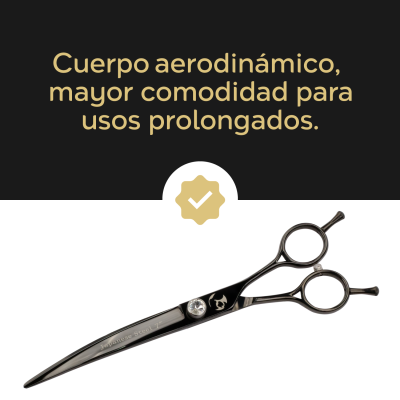 Tijera Profesional Curva - Negro Cenizo - Groomr Tijera Profesional Curva - Negro Cenizo - Groomr