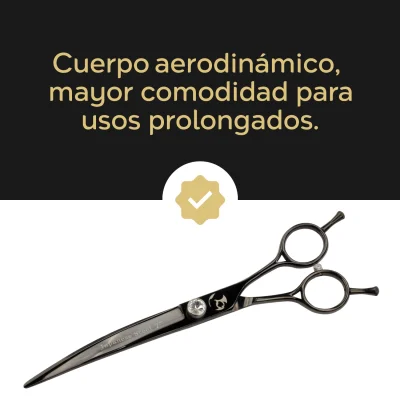 Tijera Profesional Curva - Negro Cenizo - Groomr Tijera Profesional Curva - Negro Cenizo - Groomr