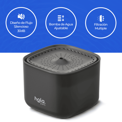 Fuente de Agua para Gatos y Perros - 3L Negra - Hola Pets Fuente de Agua para Gatos y Perros - 3L Negra - Hola Pets