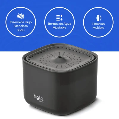 Fuente de Agua para Gatos y Perros - 3L Negra - Hola Pets Fuente de Agua para Gatos y Perros - 3L Negra - Hola Pets